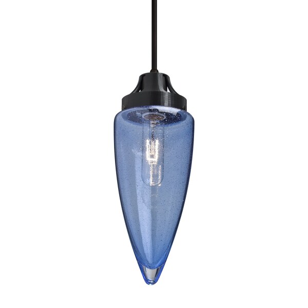 Besa Lighting Sulu Cord Pendant, Blue Bubble, Black Finish, 1x60W Incandescent 1JT-SULUBL-BK - main